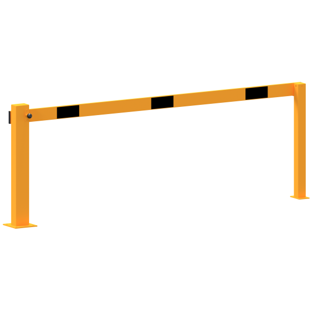 Compact hand barrier | without fixed support post | clear width: 2500 mm | for padlock | hot-dip galvanized and coated yellow / black